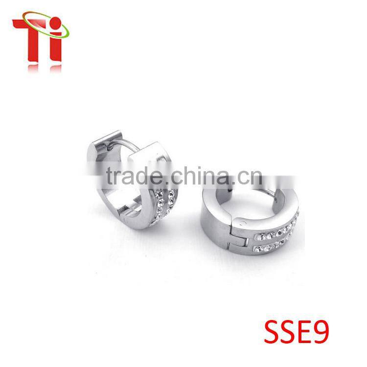 Top fashion 316L stainless steel cubic zircion hoop huggie earring