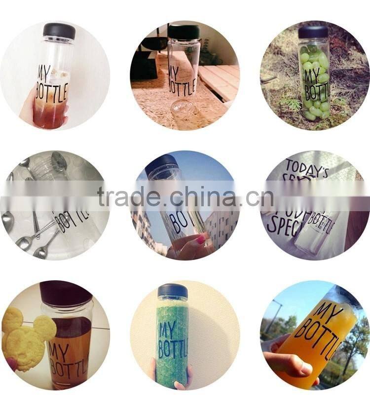 Colorfull 500ml frosted "My bottle" plastic BPA FREE water bottles Lemon Juice water bottle for wholesales