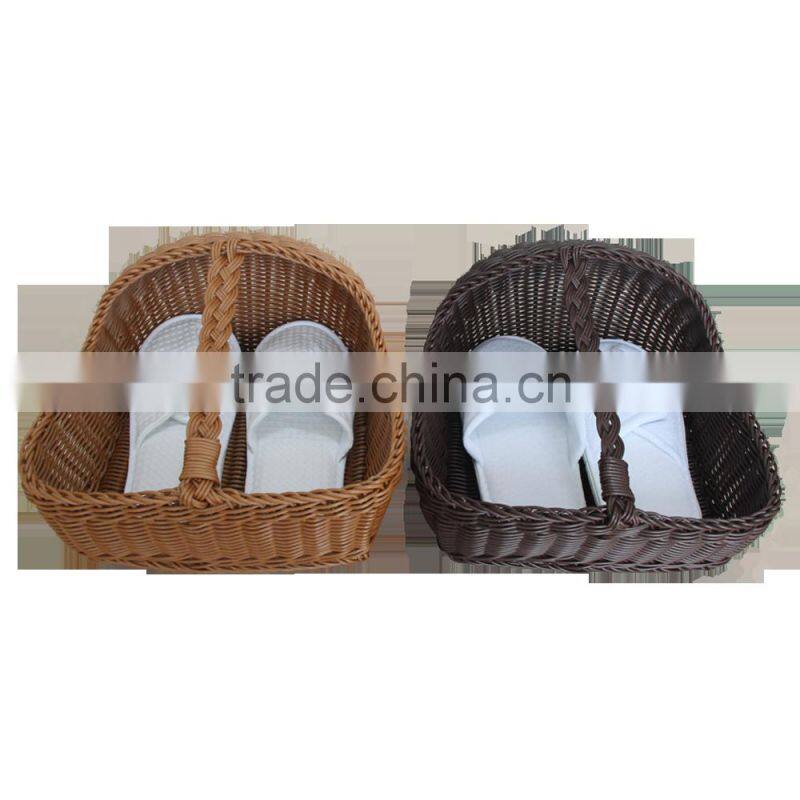 Beautiful plastic weave basket for hotels shoes storage