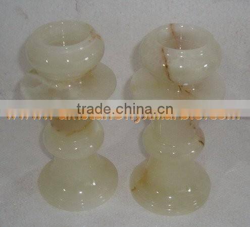 NATURAL COLOR ONYX CANDLE HOLDERS STANDS