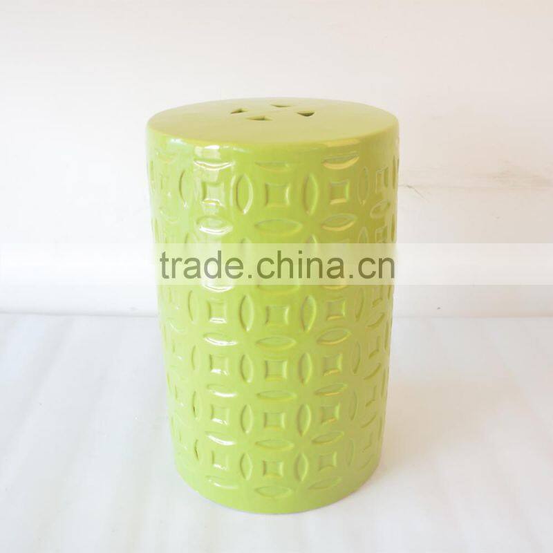 ceramic green garden stool for Chinese garden decor