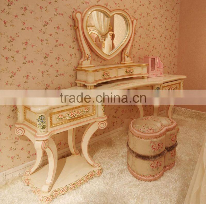 Italy Style Children Two Door Wardrobe Closet/ Classic Lovely Kids Rose Carved Wardrobe Cabinet/ Antique Girl Princess Armoire