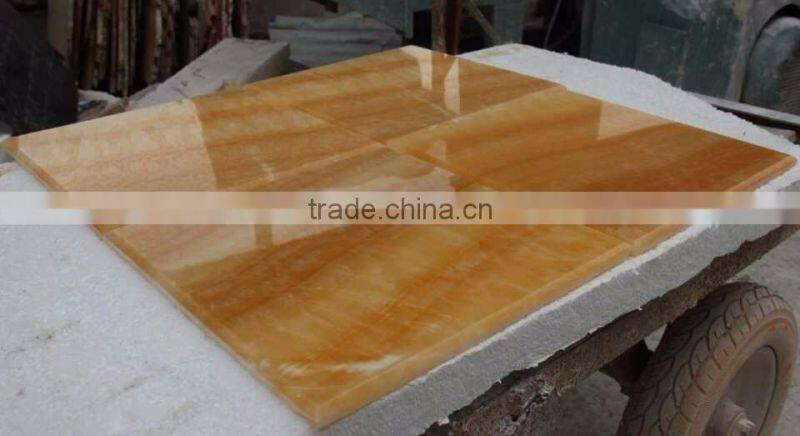 Chinese honey yellow onyx marble tiles for floor design
