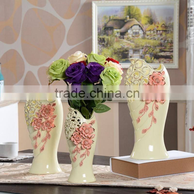 grace design ceramic vase, white ceramic flower vase, ceramic vase with gold rim