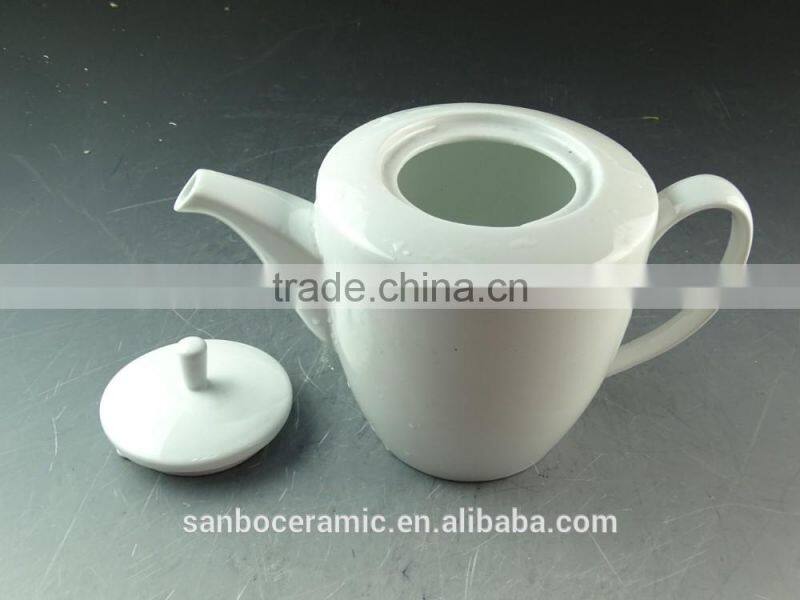 wholesale stock white classic Cheap porcelain teapot, cafe cheap white tea pot for restaurant teapot