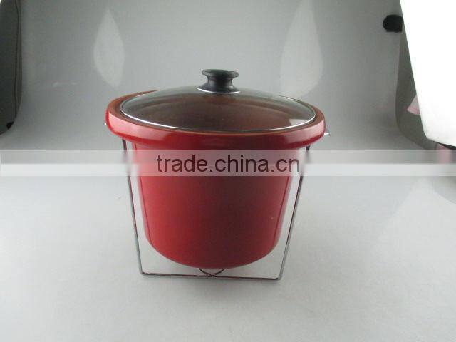 Stocklot glazed porcelain soup tureen with lid and iron hob