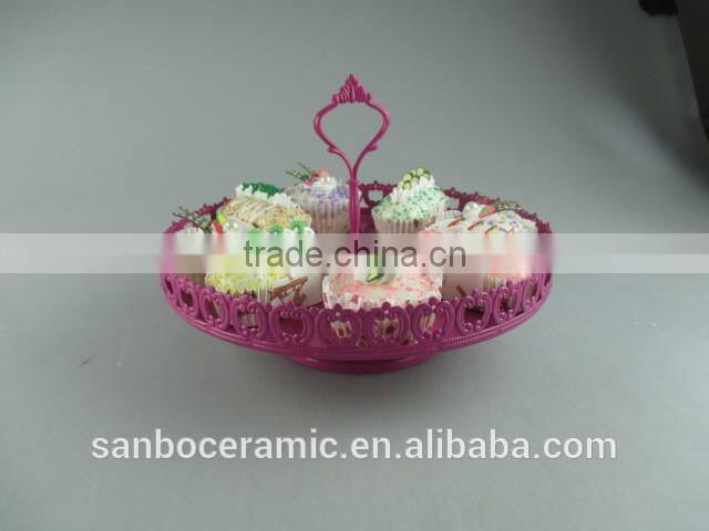 One Layer Small Colorful Cake Stand with Flower Rim OEM Factory Cheap Price