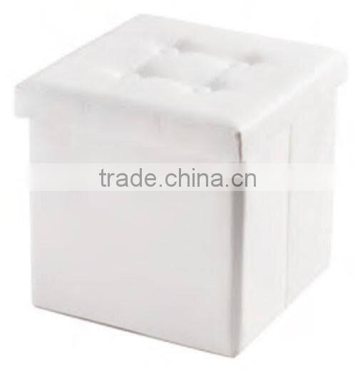 Black Faux Leather Ottoman Coffee Table With Storage Collapsible Square Cube