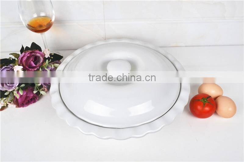 12" white porcelain comal