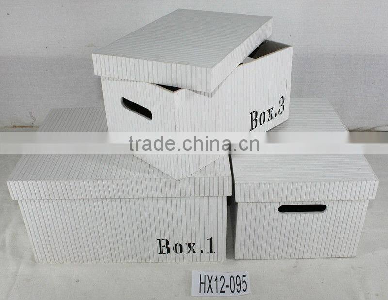 Rectangular Bamboo Storage Basket with lid S/3