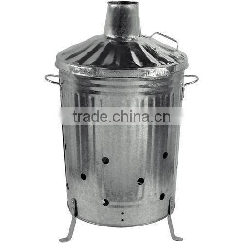 Large Galvanized Incinerator Eco-friendly Garden Outdoor Sundries Collector