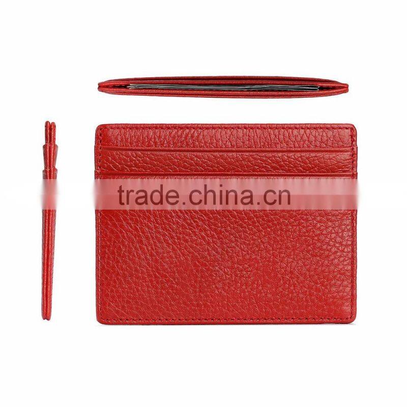 OEM Design Genuine Leather Exhibition ID Card Bifold Holder