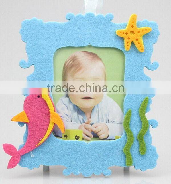 hot best selling new products pink dolphin decor craft wholesale felt fabric 3d digital christmas family tree baby photo frame