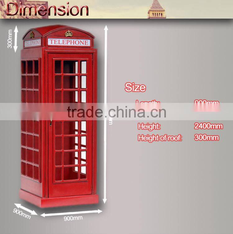 Red English telephone booth for sale new design