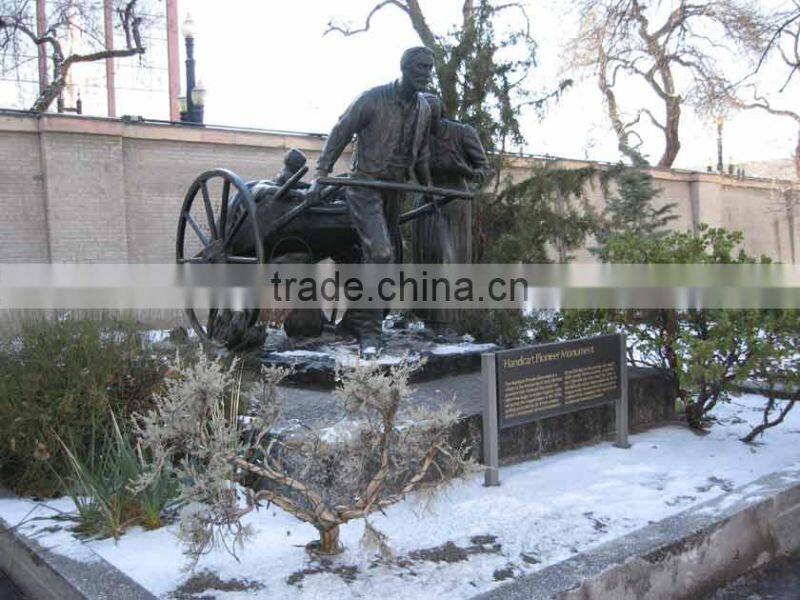 bronze foundry lost casting wax handcart Pioneer statue for garden