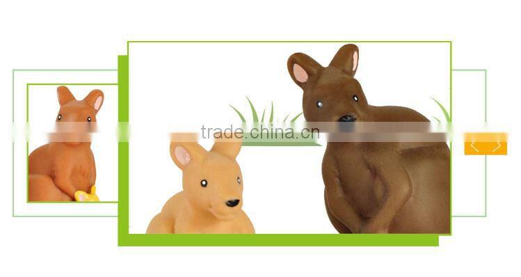 High Quality cartoon kangaroo small rubber toys with BB whistle
