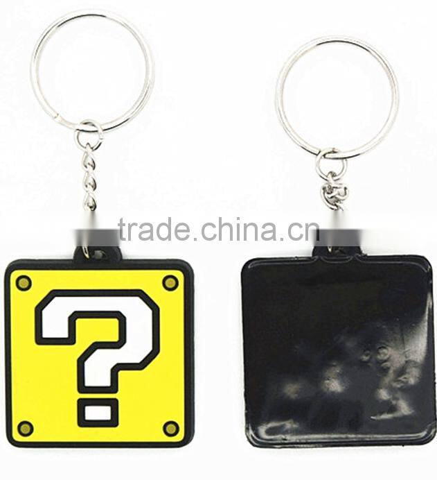 Factory supply square shape custome silicone rubber keychains