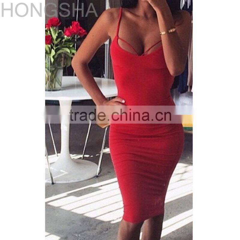 Sexy Bodycon Club Dress 2015 Black Lace-up Back Halter Bandage Dress HSD1418