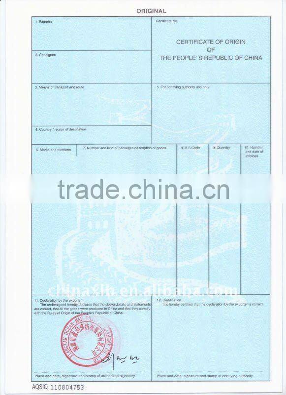 GENERALIZED SYSTEM OF PREFERENCES CERTIFICATE OF ORIGIN (FA)