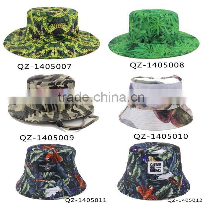 2015 New Design OEM 100% Cotton Black Bucket Hat