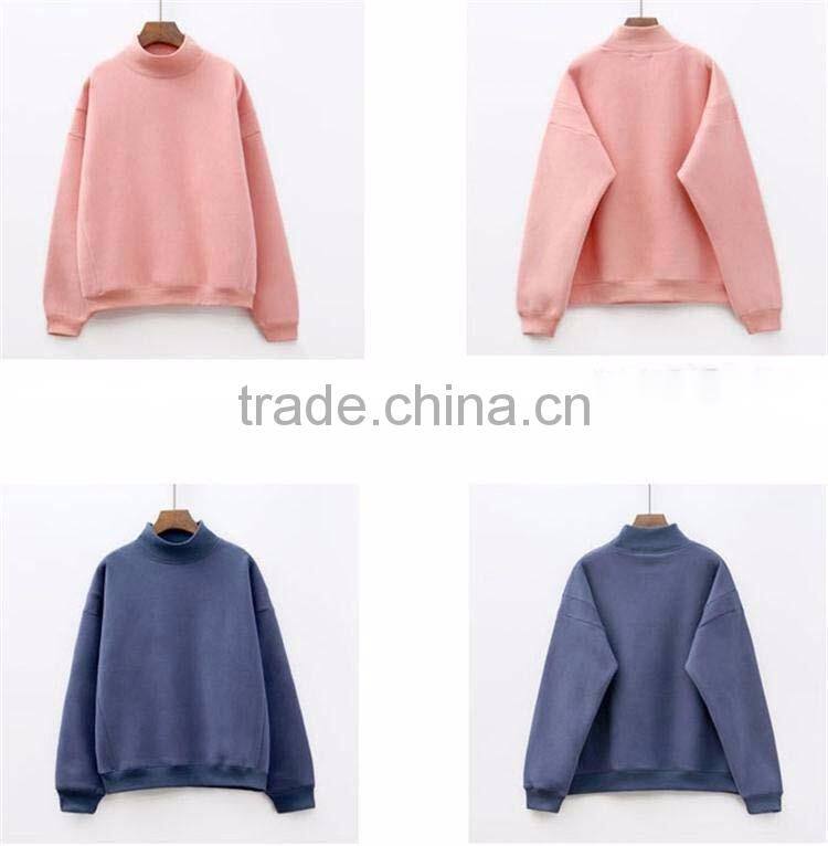 2017Hot sell fashion fitted pullover blank 100% cotton custom lady hoody