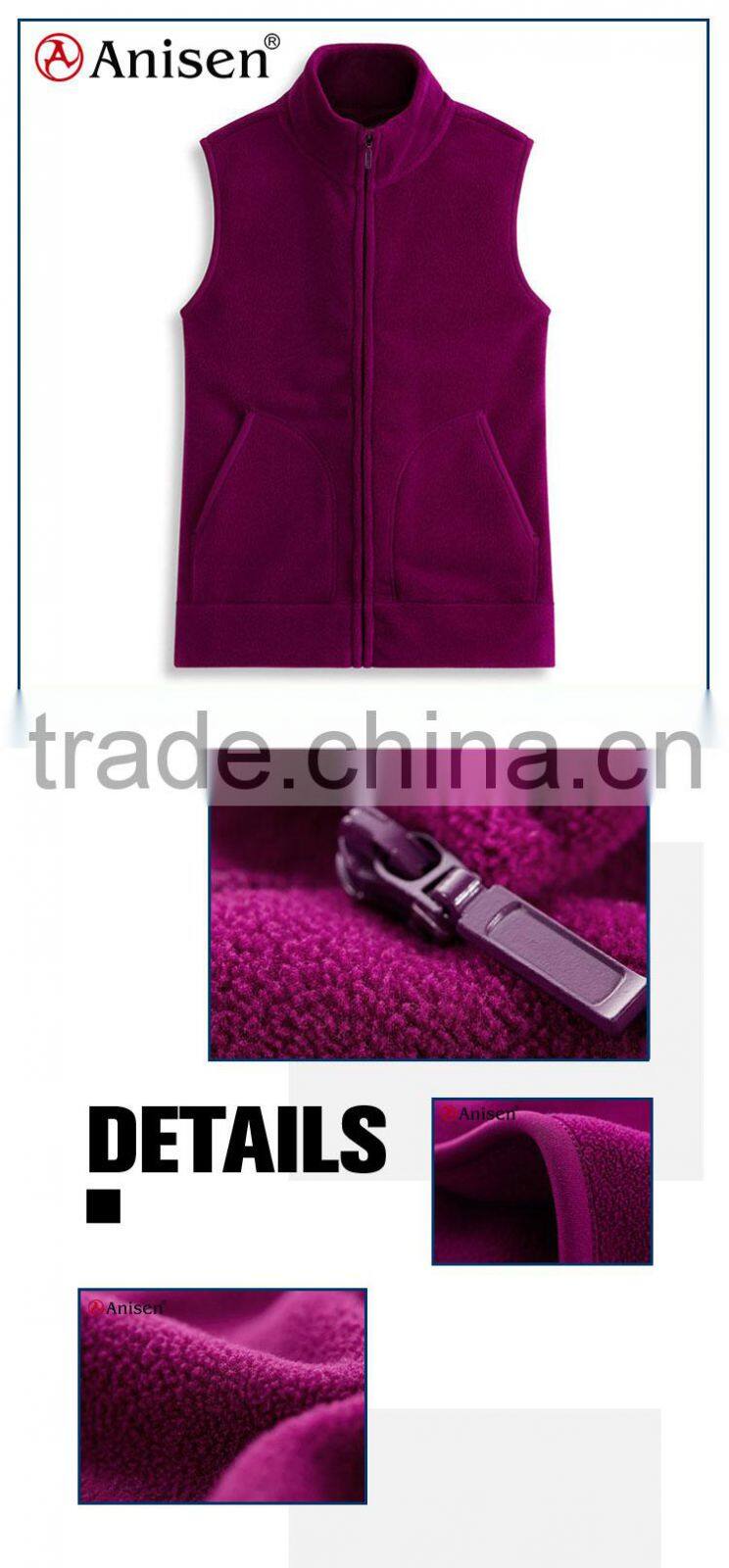 high quality oem service sleeveless zipper-up windproof polar fleece women's vest