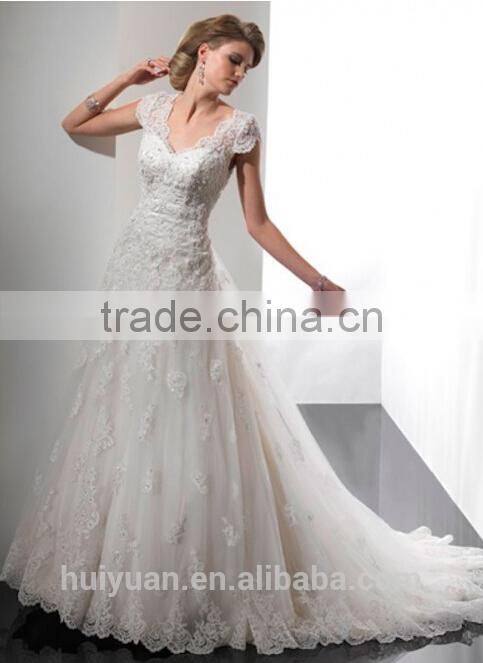 2016 cap sleeve sexy low back lace wedding dress pattern