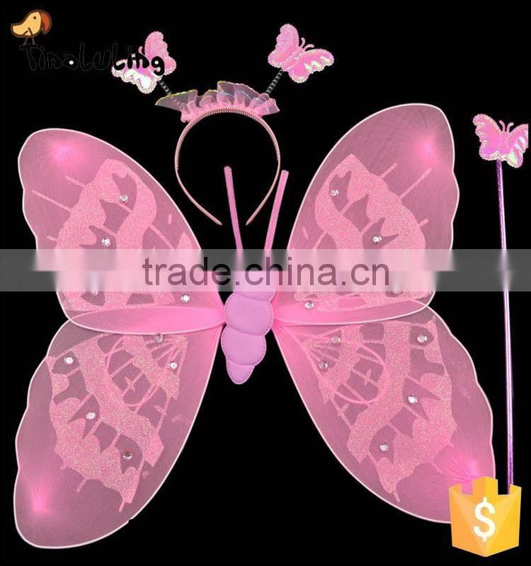 event party supplies kids fashion nylon butterfly glitter wings sets