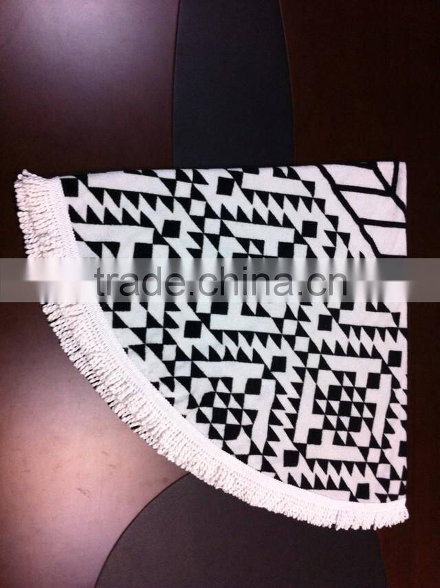 100% Cotton Velour Print Round Beach Towels