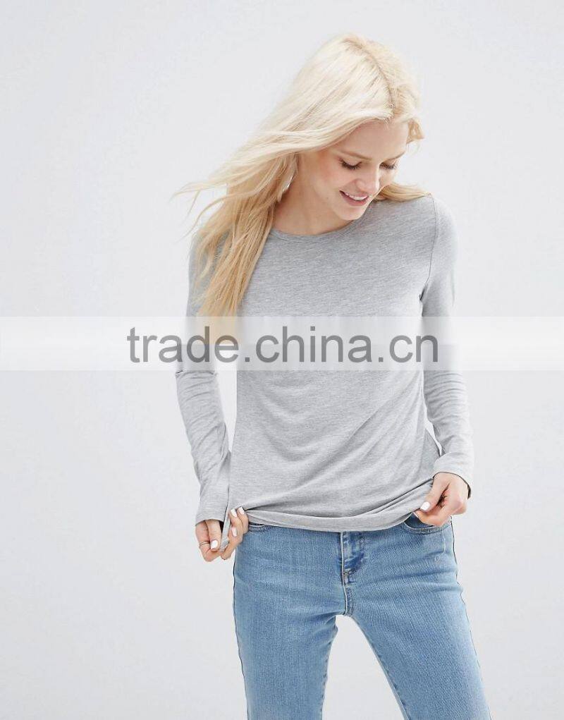 2016 hot sale women blank long sleeves girls favorite T-shirt