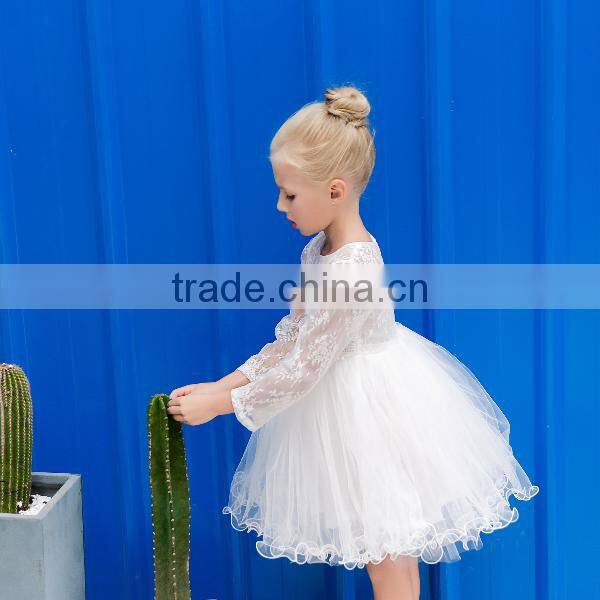 Baby Girls Fall Lace Long Sleeve White Tutu Dress