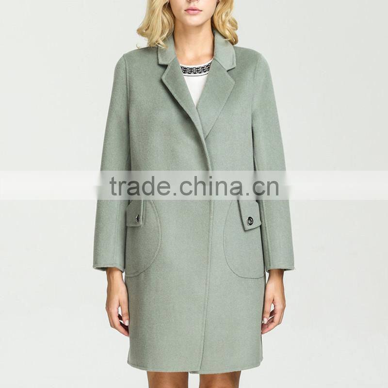 Autumn Winter New Women Wool Coat Straight Square Collar Ladies Long Coats