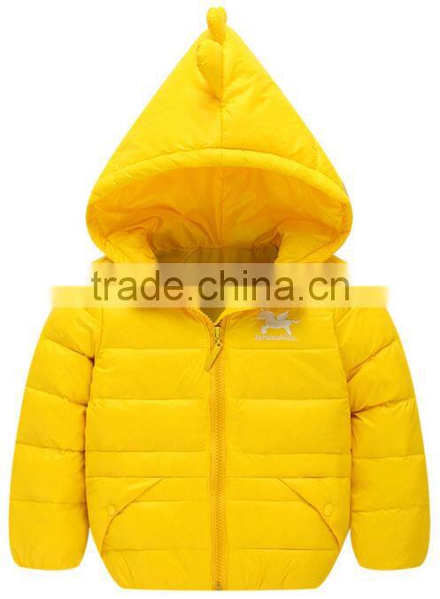 latest kids fashion dianosaur animal cute down clothes,custom made boys padded warm down jacket