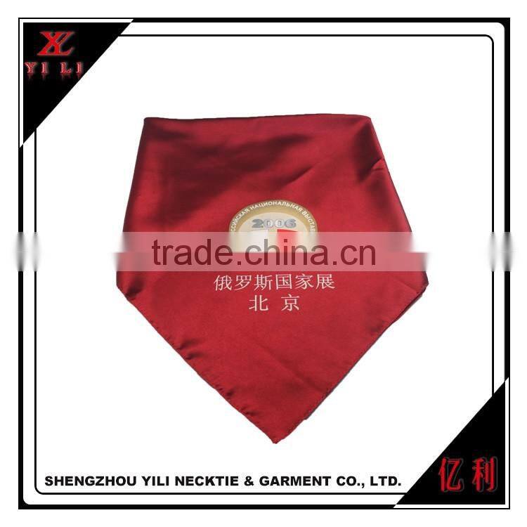 100% polyester big square wine red custom logo scarf for organization