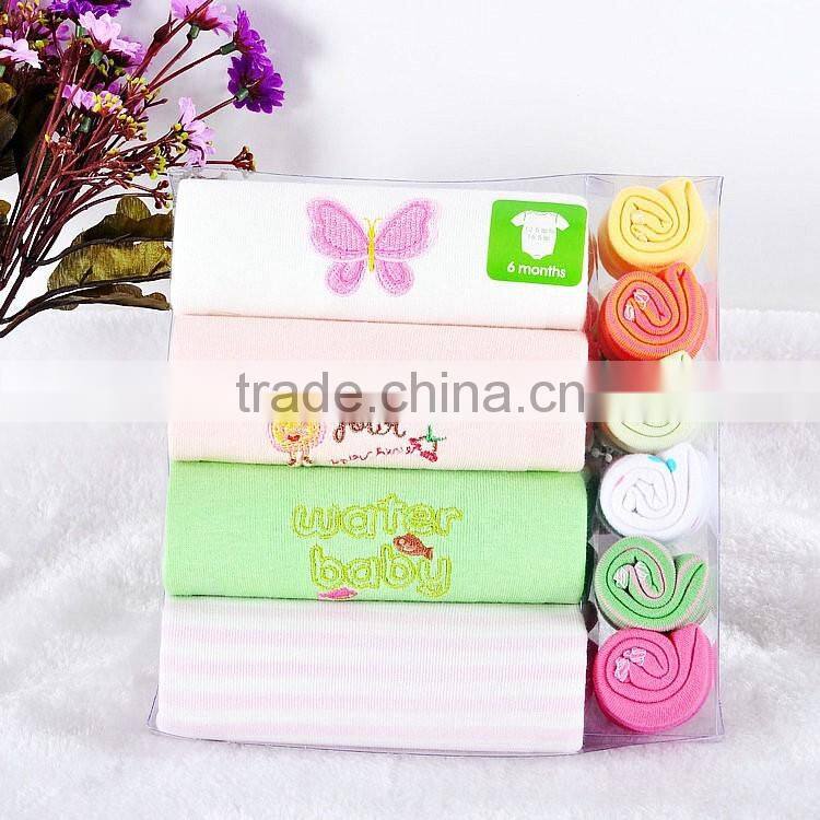 plain baby rompers/baby short sleeve rompers/rompers with kerchief