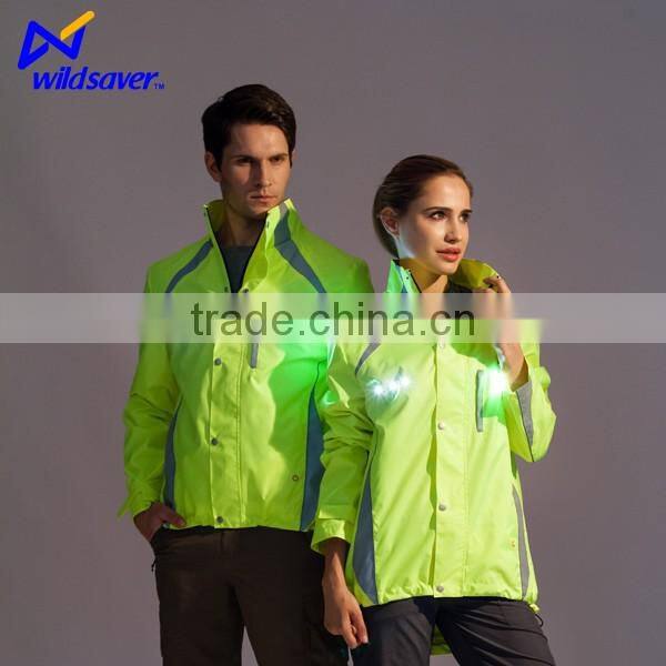 Outdoor casual LED reflective yellow ski biker sports jacket men winter