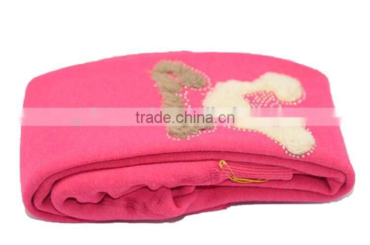 Plain dyed soft fleece inside embroidered kids pantyhose