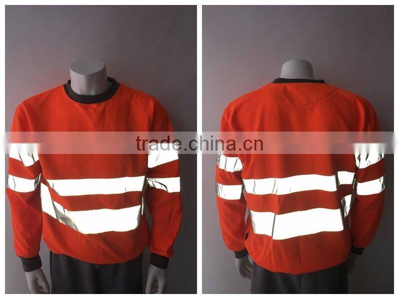 Polyester inner brush fleece jacket safety sweatshirt meet EN ISO20471