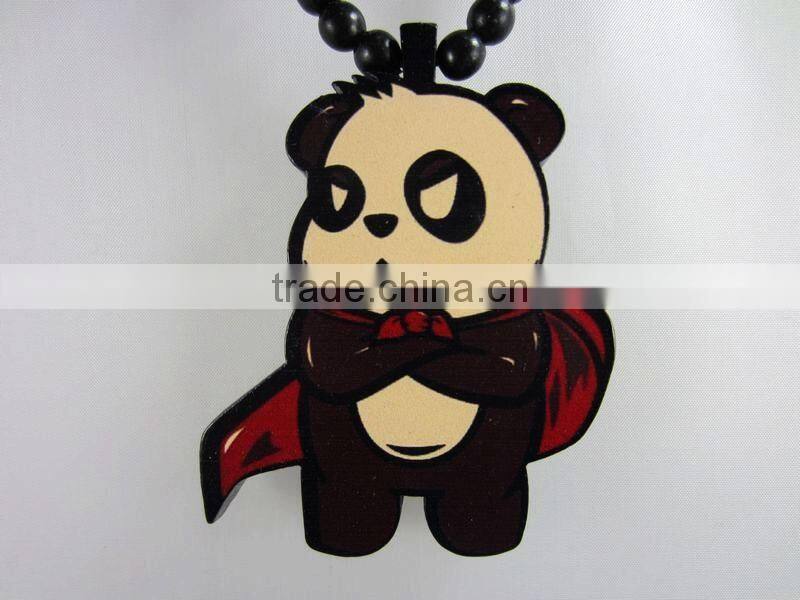 personalized acrylic custom Panda style wood necklace bead chain