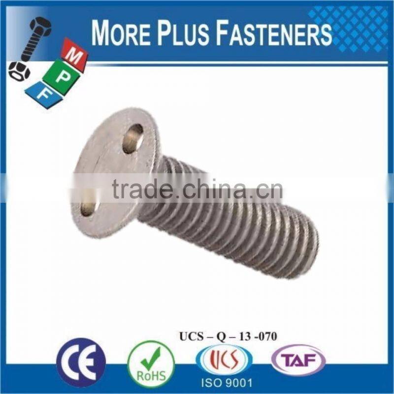 Made in Taiwan Countersunk Head Flat Head Stainless Steel Countersunk Head 2 Holes Snake Eye Security Screw