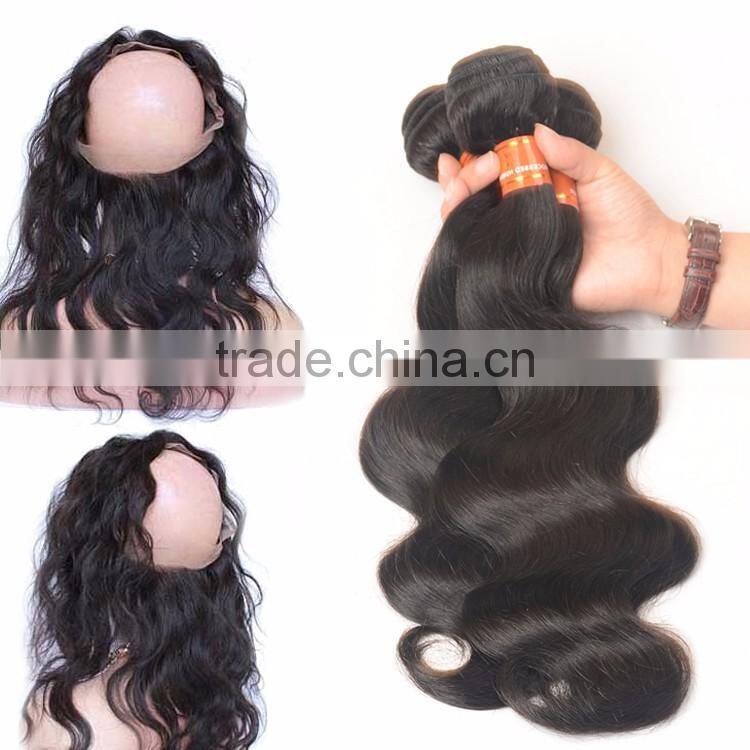Bleached Knot Brazilian Body Wave 360 Lace Frontal 3 Bundles Virgin Brazilian Hair with 360 Lace Frontal Closure