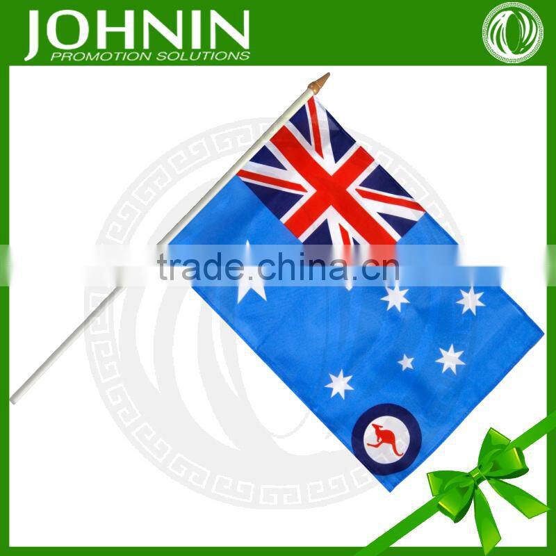 Cheap polyester printed promotional plastic holder australia small hand waving flag