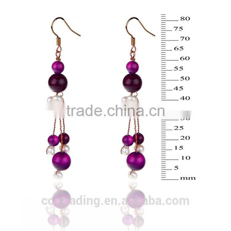 Fashion Purple color copper chain Agate Earrings CA137