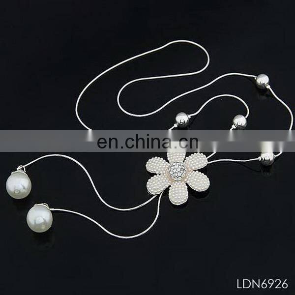 New arrival wholesale fashion flower with pearl south korea style necklace jewelry
