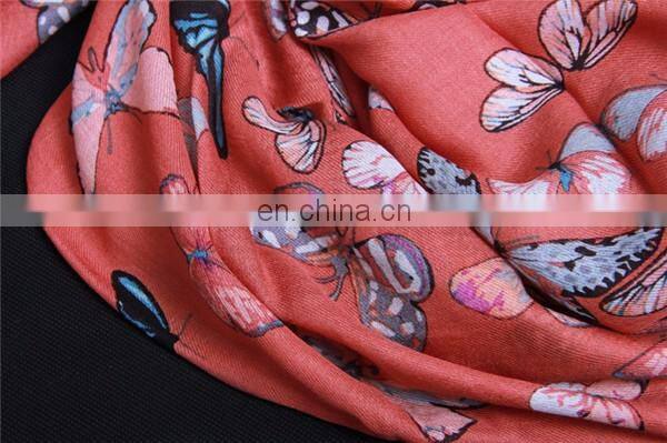 modal cashmere blend fashion butterfly print infinity lady scarf
