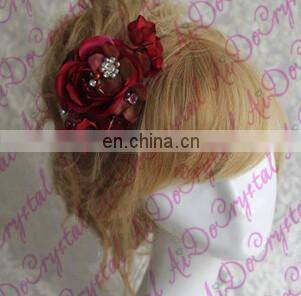 Aidocrystal SALE Wedding Accessory Red Hair Clip Bridal Accessory Hair Flower Clip, handmade wine red flower hair clip Shenzhen