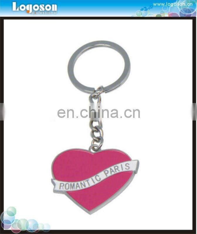 Custom logo metal heart rhinestone keychain
