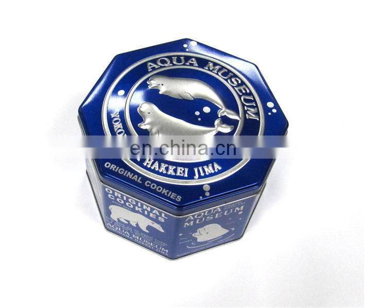 Popular octagonal metal tin container for candy cookie