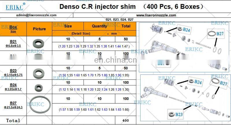 ERIKC B21 Denso fuel diesel injector nozzle washer and injector adjusting gaskets valve shim washer size 1.20mm-1.77mm