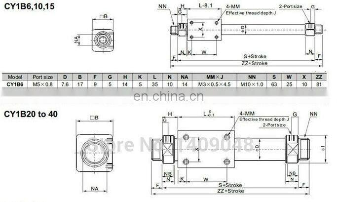 High quality aluminum alloy double-acting rodless air cylinder
